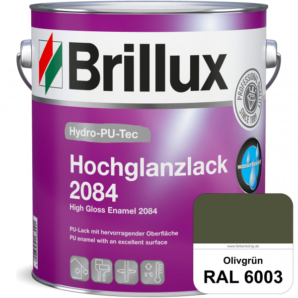 Hydro-PU-Tec Hochglanzlack 2084 (RAL 6003 Olivgrün) wasserbasierter Hochglanzlack für Holz, Zink, Al
