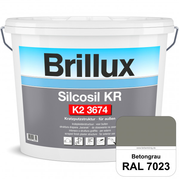 Silcosil KR K2 3674 mit Protect (RAL 7023 Betongrau) siliconverstärkter Dekorputz, Kratzputzstruktur