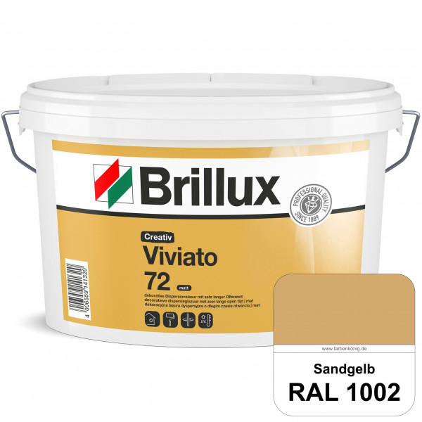 Creativ Viviato 72 (RAL 1002 Sandgelb) Tuchmatte Dispersionslasur für die dekorative Wandgestaltung