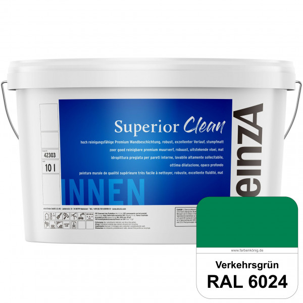 einzA Superior Clean (RAL 6024 Verkehrsgrün) Hoch reinigungsfähige, stumpfmatte Premium-Wandbeschich