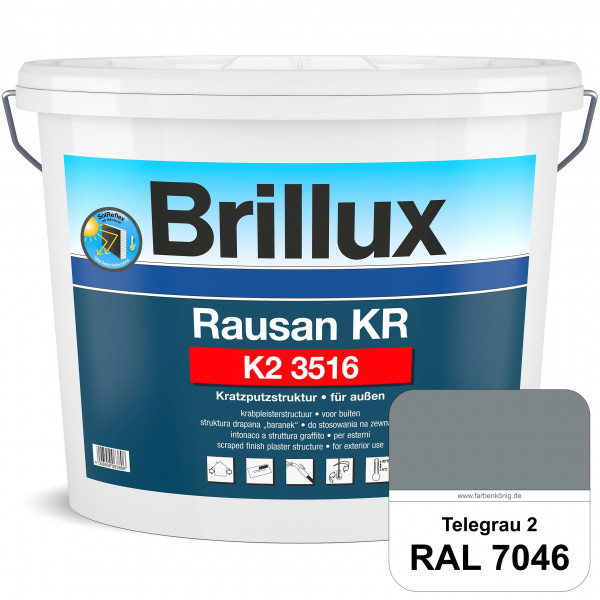 Rausan KR K2 3516 (RAL 7046 Telegrau 2) Organisch gebundener Kratzputz für wetterbeständige Oberfläc