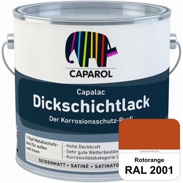 Capalac Dickschichtlack (RAL 2001 Rotorange) 1-Topf Metallschutzlack (löselmittelhaltig) innen & auß