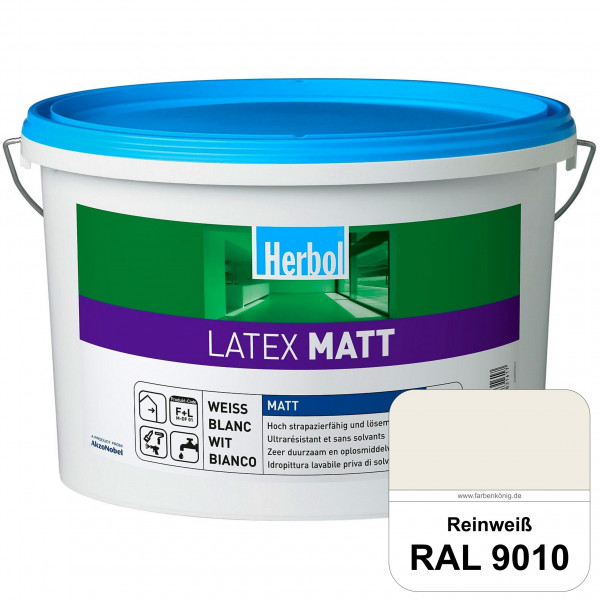 Latex Matt (RAL 9010 Reinweiß) Matte Latexfarbe mit hoher Strapazierfähigkeit