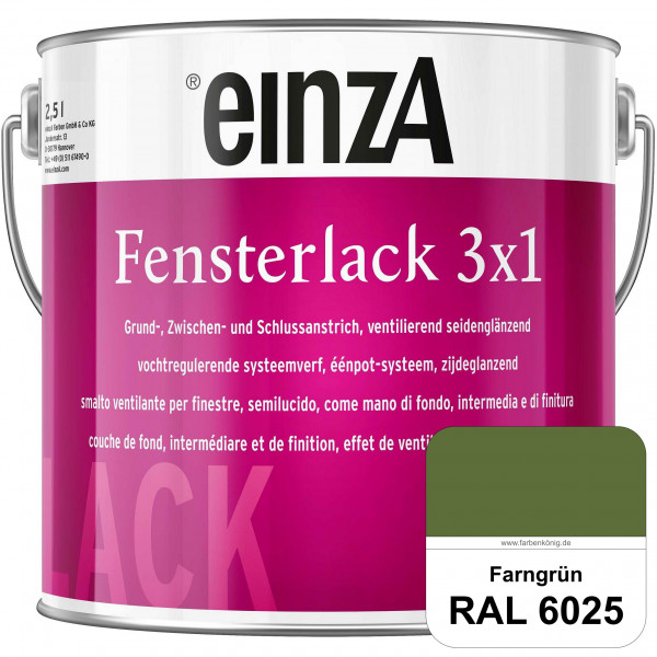 einzA Fensterlack 3 x 1 (RAL 6025 Farngrün) wetterbeständiger & seidenglänzender Fensterlack