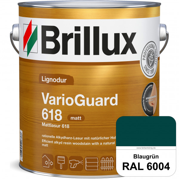 Mattlasur 618 (RAL 6004 Blaugrün) matte & wetterbeständige Lasur (lösemittelhaltig) für Laub- und Na