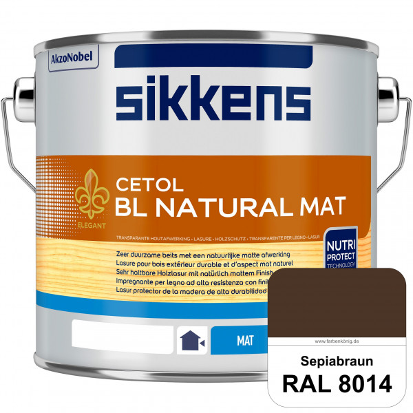 Cetol BL Natural Mat (RAL 8014 Sepiabraun) Matte, wasserverdünnnbare Dünnschichtlasur