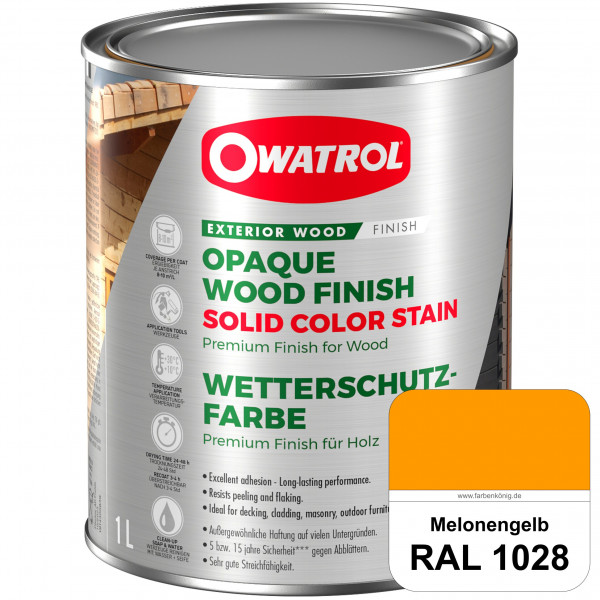 Solid Color Stain (RAL 1028 Melonengelb) deckende und matte Wetterschutzfarbe außen