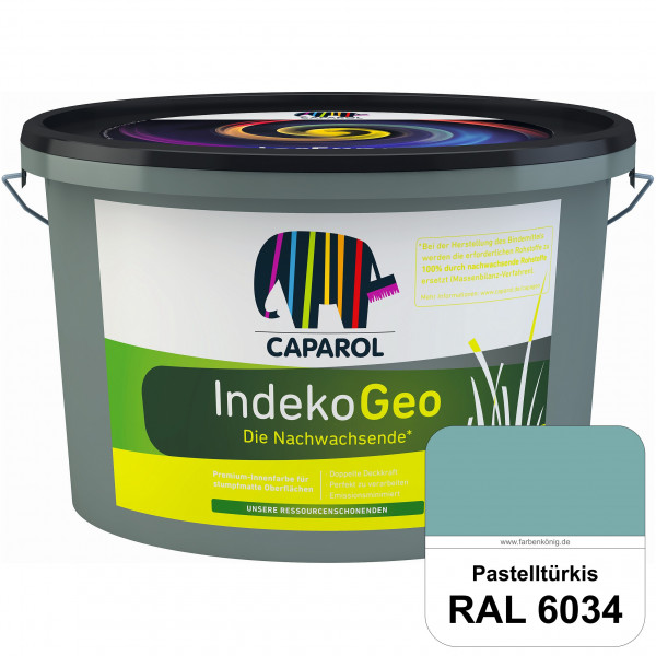 IndekoGeo (RAL 6034 Pastelltürkis) Ressourcenschonende Premium Innenfarbe für stumpfmatte Oberfläche