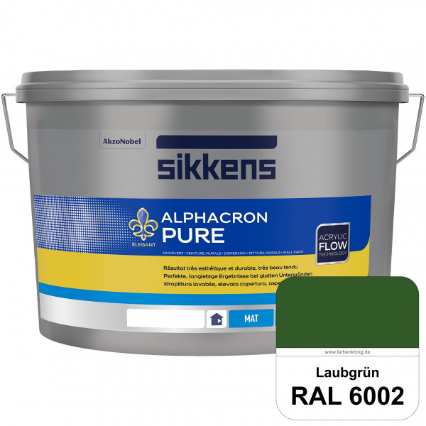 Alphacron Pure (RAL 6002 Laubgrün) Edelmatte & hochertige Premium Wandfarbe für glatte Untergründe.