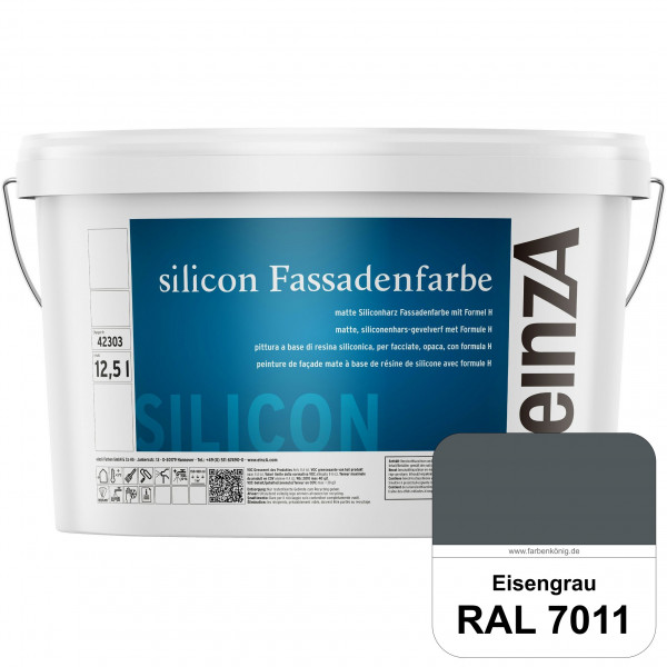 einzA silicon Fassadenfarbe (RAL 7011 Eisengrau) Hochwertige Siliconharz-Fassadenfarbe
