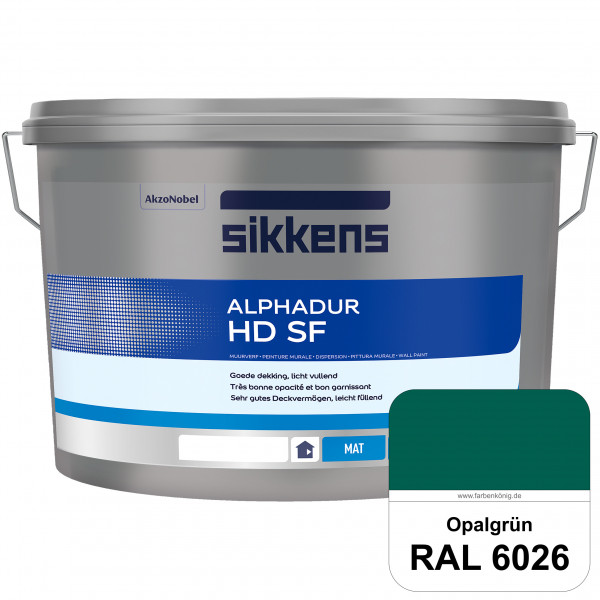Alphadur HD SF (RAL 6026 Opalgrün) matte hochdeckende waschbeständige Innenwandfarbe