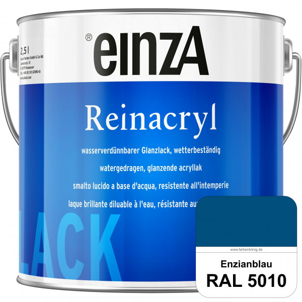 einzA Reinacryl (RAL 5010 Enzianblau) wetterbeständige glänzende Acryl-PU-Lackfarbe