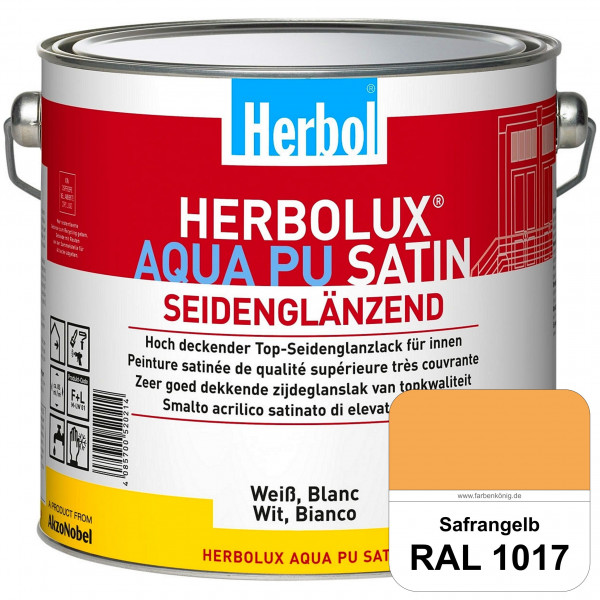 Herbolux Aqua PU Satin (RAL 1017 Safrangelb) Wasserverdünnbarer Top-PU-Seidenglanzlack (Innen)