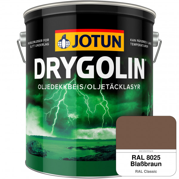 DRYGOLIN Oljedekkbeis - Deckende & wetterbeständige Öllasur für Außen (RAL 8025 Blassbraun)