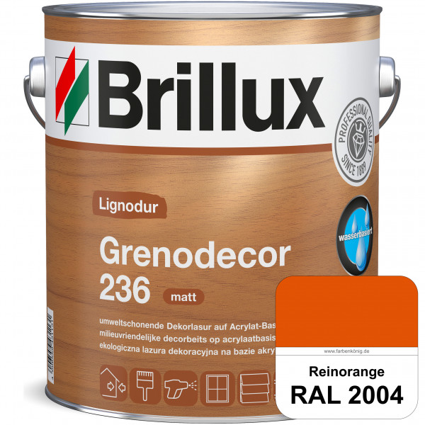 Grenodecor 236 (RAL 2004 Reinorange) Umwelt- und gesundheitsschonende, diffusionsfähige Dekorlasur m