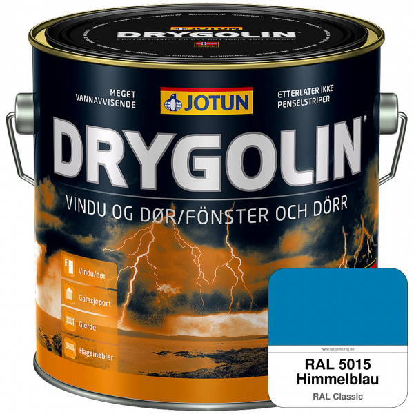 DRYGOLIN Vindu og Dør - wetterbeständige Holzschutzfarbe für Außen (RAL 5015 Himmelblau)
