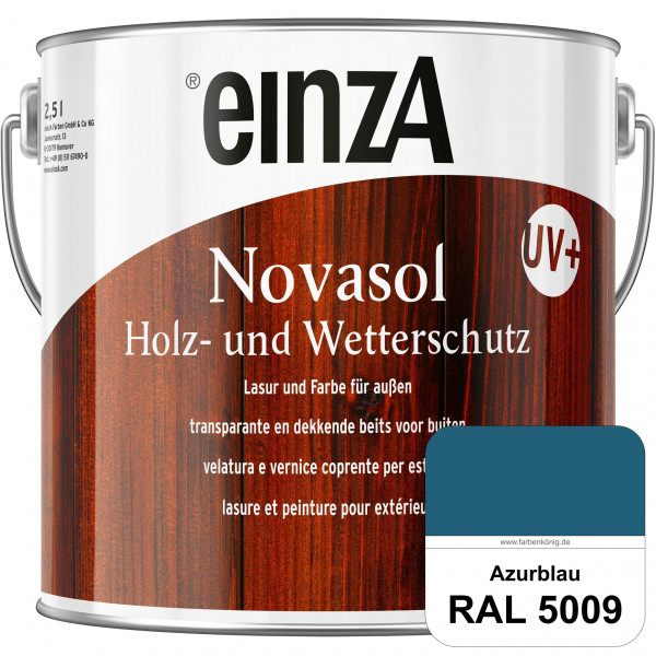 einzA Novasol HW Lasur (RAL 5009 Azurblau) Lasierender Wetterschutz für außen