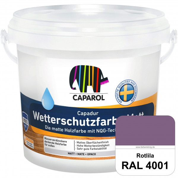 Capadur Wetterschutzfarbe Matt (RAL 4001 Rotlila) matte Holzfarbe mit NQG-Technologie für außen