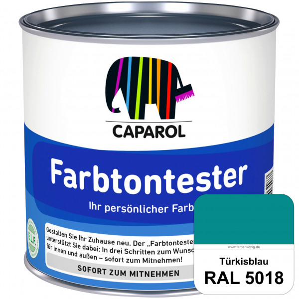 Farbtontester (RAL 5018 Türkisblau) Individuell abgetönte Dispersionsfarbe zum Anlegen von Farbtonmu