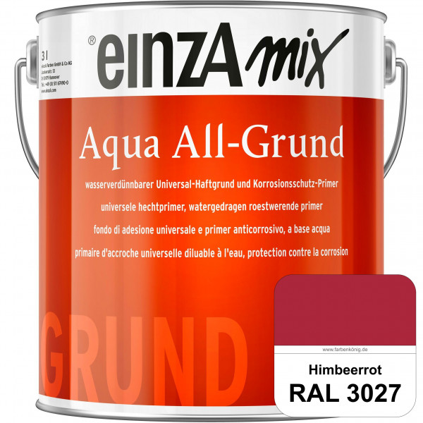 einzA Aqua All-Grund (RAL 3027 Himbeerrot) Wasserverdünnbarer Haftgrund & Korrosionsschutz-Primer