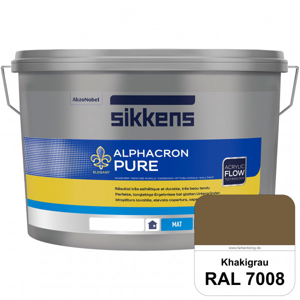 Alphacron Pure (RAL 7008 Khakigrau) Edelmatte & hochertige Premium Wandfarbe für glatte Untergründe.
