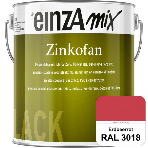 einzA Zinkofan (RAL 3018 Erdbeerrot) Hoch wetterbeständiges "Dickschicht-1-Topf-System"