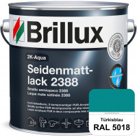 2K-Aqua Seidenmattlack 2388 (RAL 5018 Türkisblau) mechanisch und chemisch hoch belastbar für außen &