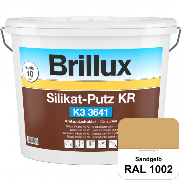 Silikat-Putz KR K3 3641 (RAL 1002 Sandgelb) Dekorativer Kratzputz auf Silikatbasis