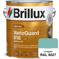 Mattlasur 618 (RAL 6027 Lichtgrün) matte & wetterbeständige Lasur (lösemittelhaltig) für Laub- und N