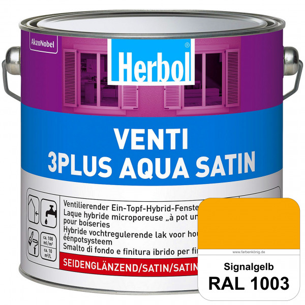 Venti 3Plus Aqua Satin (RAL 1003 Signalgelb) wasserbasierter & feuchtigkeitregulierender Ein-Topf-Fe