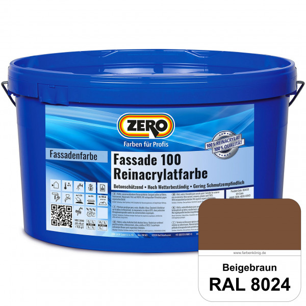 Fassade 100 Reinacrylatfarbe (RAL 8024 Beigebraun)