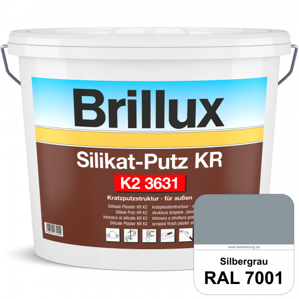 Silikat-Putz KR K2 3631 (RAL 7001 Silbergrau) Dekorativer Kratzputz auf Silikatbasis