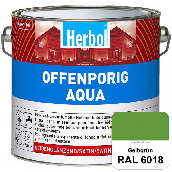 Offenporig Aqua (RAL 6018 Gelbgrün) Wasserverdünnbar & hochwertige Ein-Topf-Holzlasur - Feuchteschut