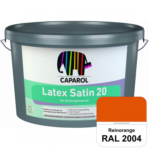 Latex Satin 20 (RAL 2004 Reinorange) strapazierfähige seidenglänzende Latexfarbe (Innen)