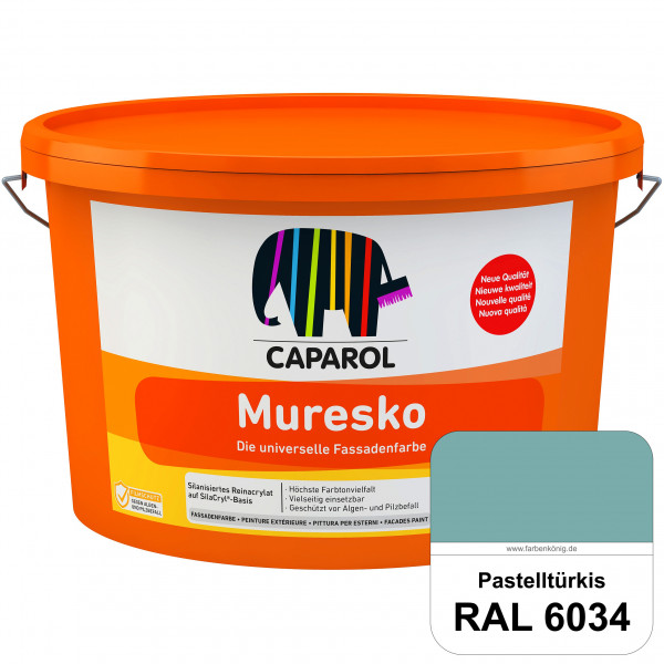 Muresko (RAL 6034 Pastelltürkis) Silanisierte Reinacrylat-Fassadenfarbe auf SilaCryl®-Basis