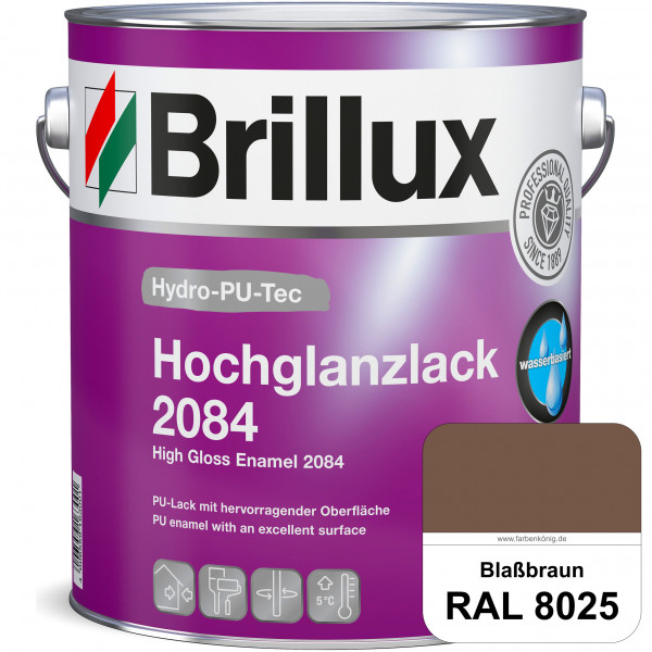Hydro-PU-Tec Hochglanzlack 2084 (RAL 8025 Blassbraun) wasserbasierter Hochglanzlack für Holz, Zink,