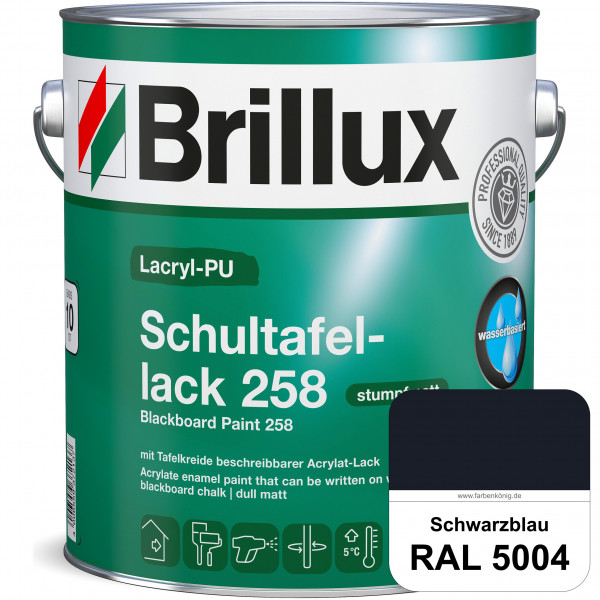 Lacryl-PU Schultafellack 258 (RAL 5004 Schwarzblau) wasserbasierter und matter Schultafellack (innen