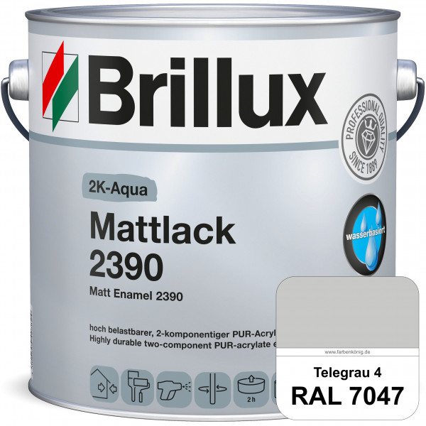 2K-Aqua Mattlack 2390 (RAL 7047 Telegrau 4) mechanisch und chemisch hoch belastbar für außen & innen