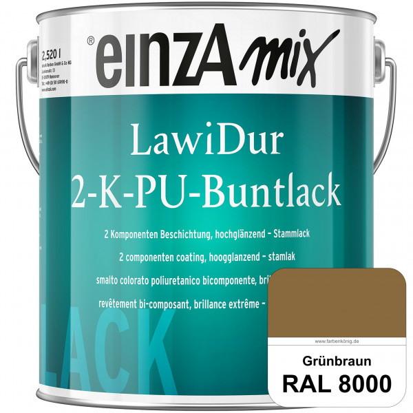 einzA LawiDur 2-K-PU-Buntlack - Hochglanz (RAL 8000 Grünbraun)