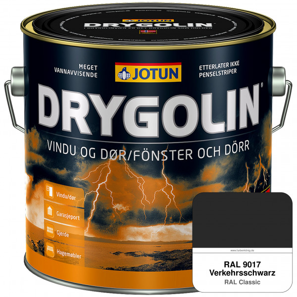 DRYGOLIN Vindu og Dør - wetterbeständige Holzschutzfarbe für Außen (RAL 9017 Verkehrsschwarz)