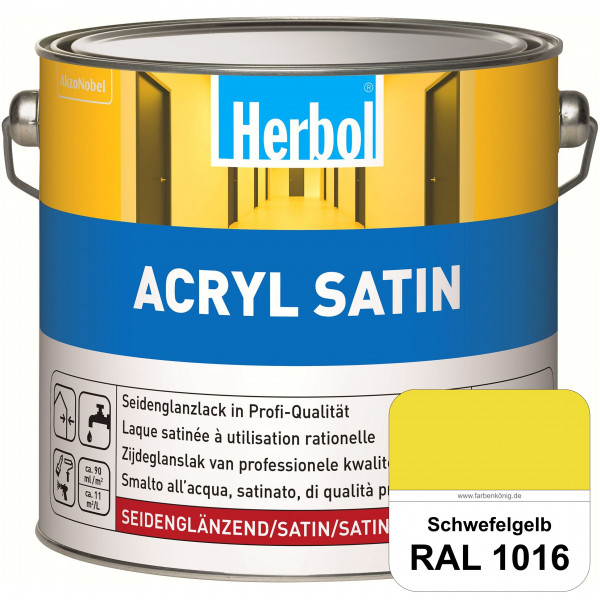 Acryl Satin (RAL 1016 Schwefelgelb) wasserverdünnbarer seidenglänzender Lack (Innen & Außen)