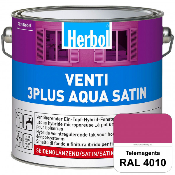 Venti 3Plus Aqua Satin (RAL 4010 Telemagenta) wasserbasierter & feuchtigkeitregulierender Ein-Topf-F