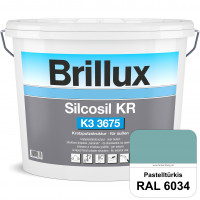 Silcosil KR K3 3675 (RAL 6034 Pastelltürkis) siliconverstärkter Dekorputz, Kratzputzstruktur, wetter