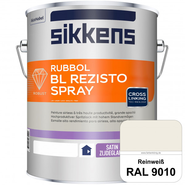 Rubbol BL Rezisto Spray (RAL 9010 Reinweiß) Hochwertiger, strapazierfähiger Airlesslack für (innen)