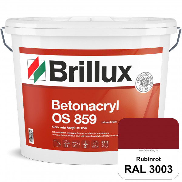 Betonacryl OS 859 (RAL 3003 Rubinrot) Wetterbeständige Schutzbeschichtung für Betonflächen (Außen)
