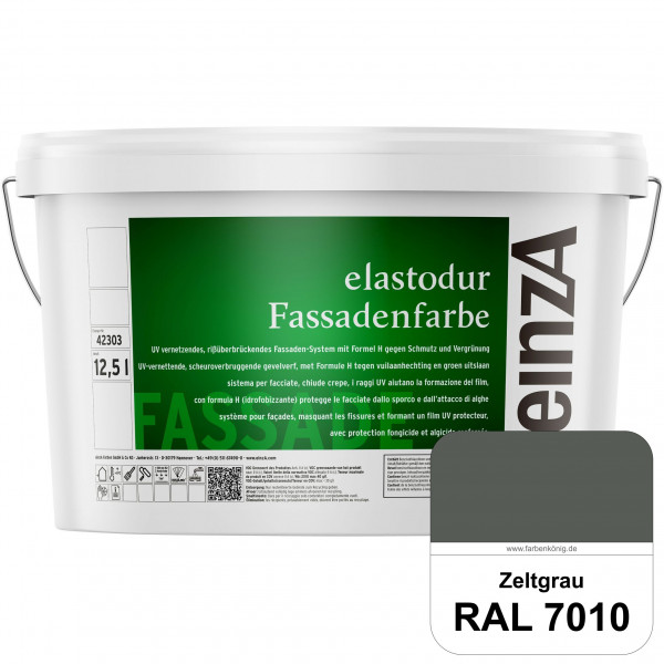 einzA elastodur Fassadenfarbe (RAL 7010 Zeltgrau) UV-vernetzendes & rissüberbrückendes Fassadenfarbe