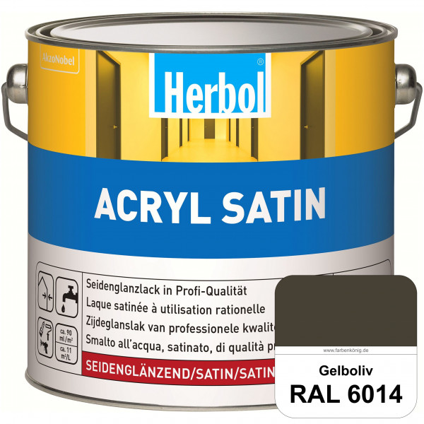 Acryl Satin (RAL 6014 Gelboliv) wasserverdünnbarer seidenglänzender Lack (Innen & Außen)