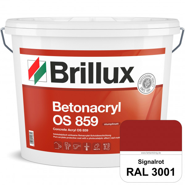 Betonacryl OS 859 (RAL 3001 Signalrot) Wetterbeständige Schutzbeschichtung für Betonflächen (Außen)