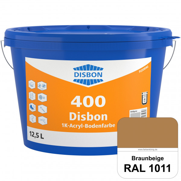 Disbon 400 1K-Acryl-Bodenfarbe (RAL 1011 Braunbeige) Dispersionsbeschichtung für mineralische Bodenf