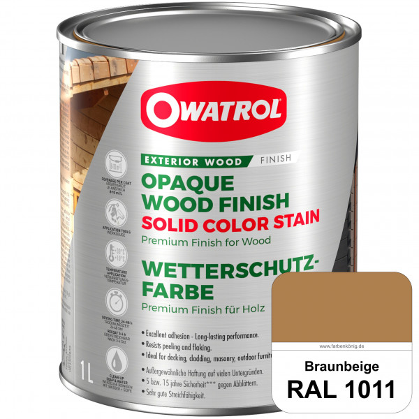 Solid Color Stain (RAL 1011 Braunbeige) deckende und matte Wetterschutzfarbe außen